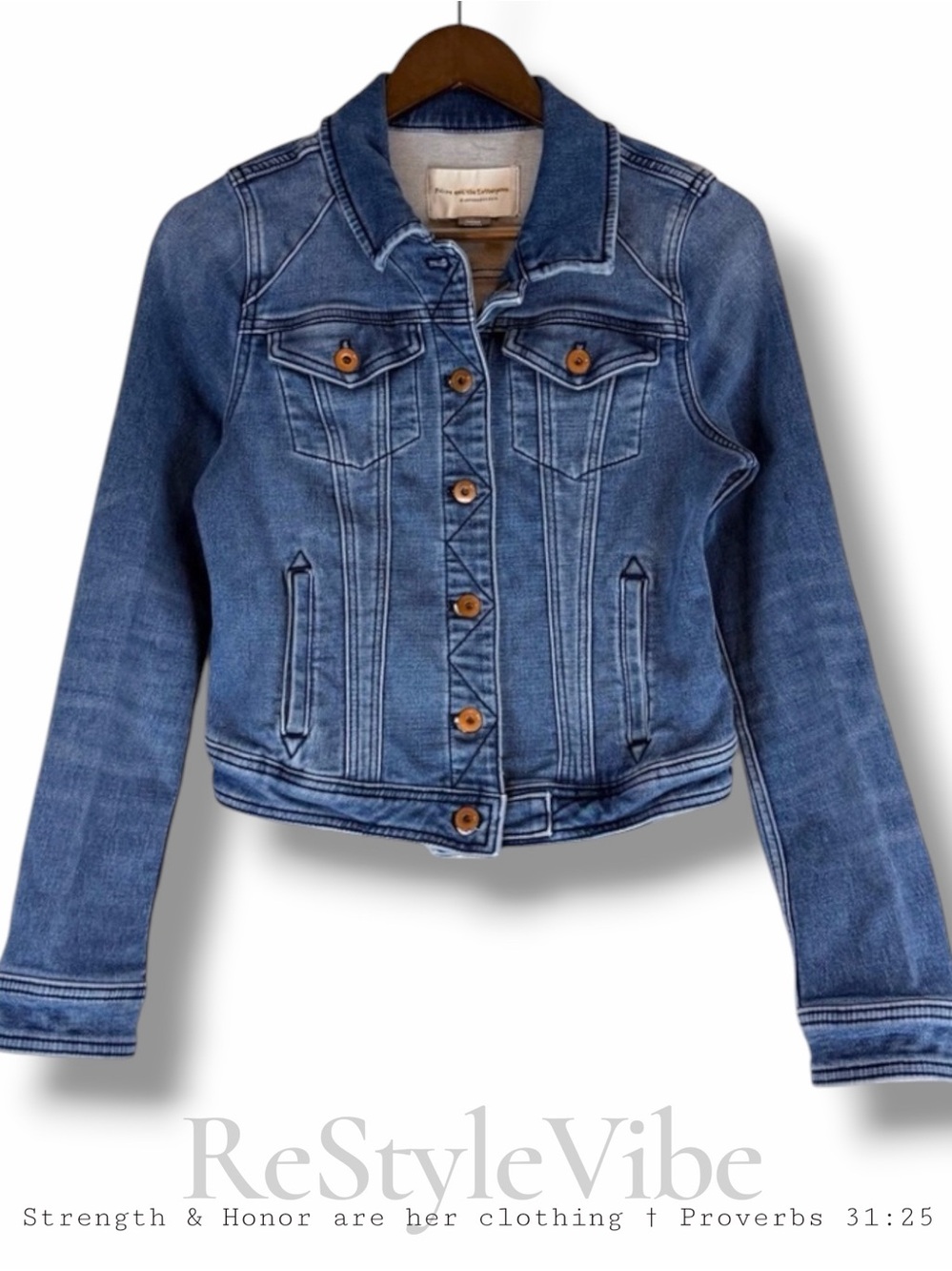 PILCRO ANTHROPOLOGIE Women’s Size M Jacket Denim Jean Trucker Style Stretch Coat